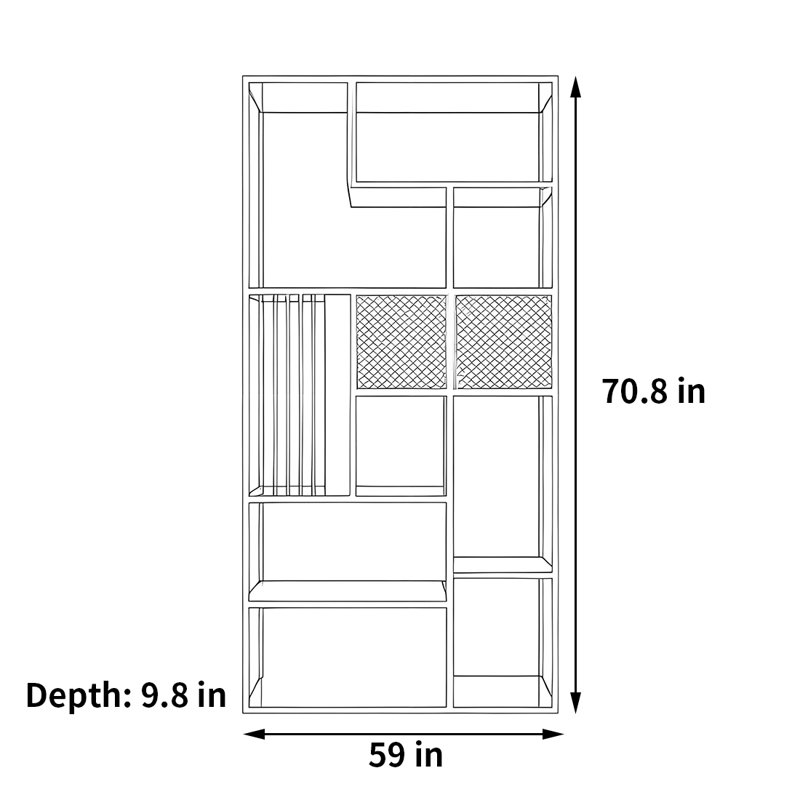 Bibliothèque robuste et durable, (7 tablettes) H 70,8 po x l 59 po x P 9,8 po
