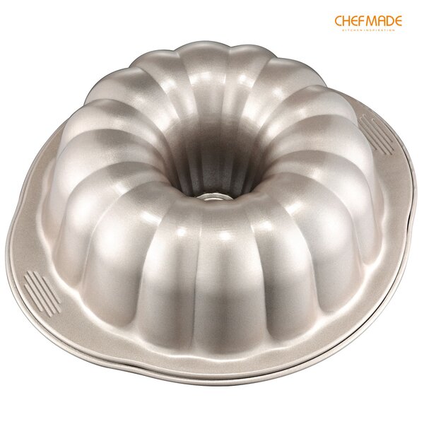 10 inch Silicone Novelty Cake Pan, Bunte Cake Pans, Pound Cake Baking Pan Non-Stick, Fluted Cake Pan with Heavy Grade Steel Frame and Handles for