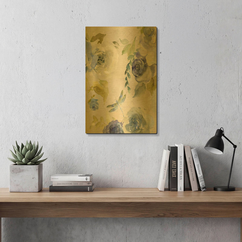 «June Textures B» par Jean Plout, art mural en métal doré, 16 po x 24 po, 16"x24"