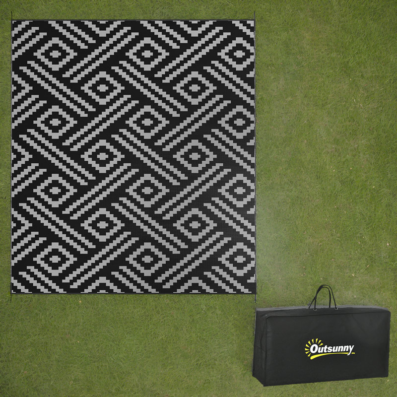 Reversible Waterproof Outdoor Rug - Portable RV Camping Mat With Carry Bag, Rectangle 8' x 10'