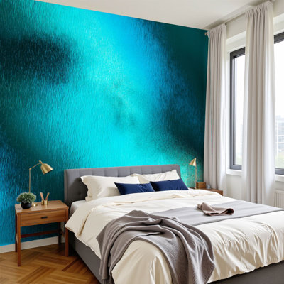 3D Peel and Stick Wallpaper Teal effect foil Turquoise sparkle texture Cyan color marble Blue Wall Murals 100"H x 144"W Removable PVC Wall Paper Self-Adhesive Wall Decor for Bedroom Living Room Home Office
