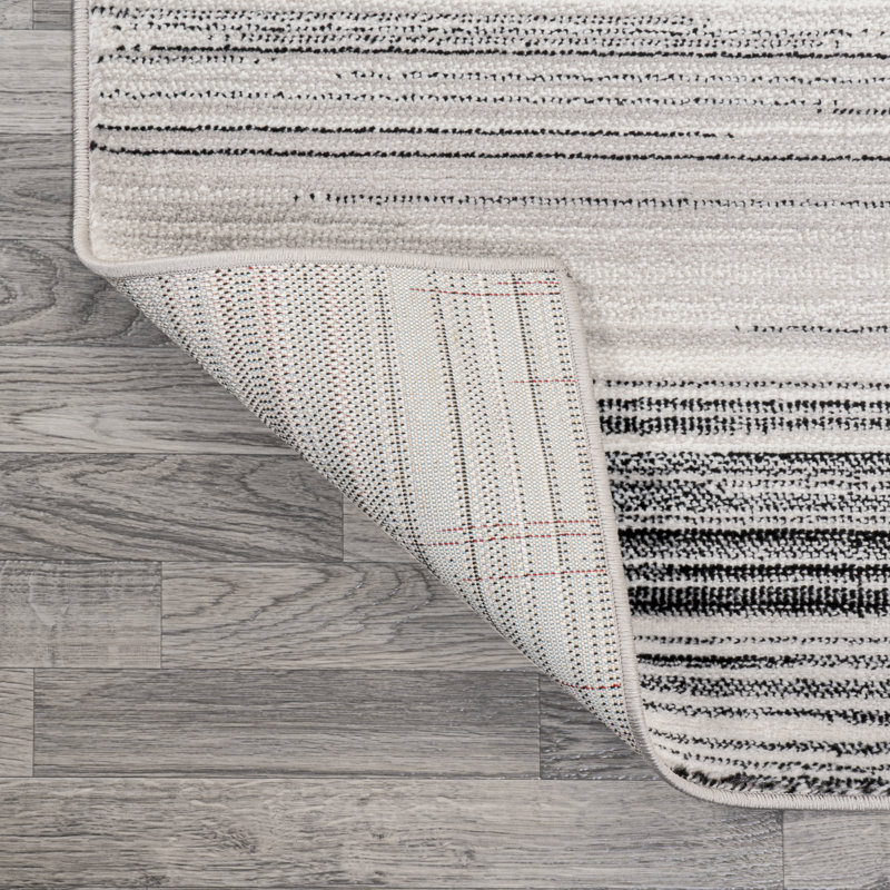 Orellana Gradient Striped Gray/Black Rug, Rectangle 5'3" x 8'