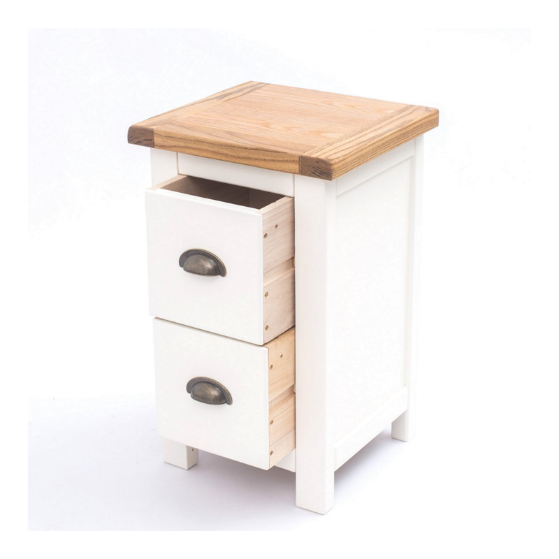 Astrid 35cm W Solid + Manufactured Wood Bedside Table, White