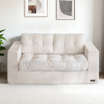 2 Seater Corduroy Couch Sofa Compression Loveseat Sofa Upholstered Floor Sofa