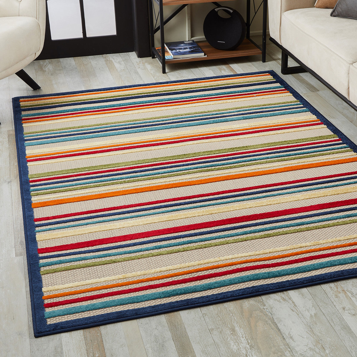 Longshore Tides Andry Striped Multi Color Indoor/Outdoor Area Rug | Wayfair