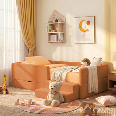 Lit plateforme simple en velours 80 pouces pour enfants