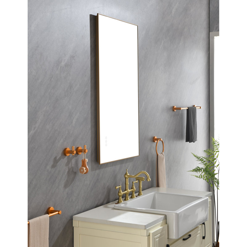 Miroir de salle de bain 42 po x 24 po rectangulaire noir rétro-éclairé