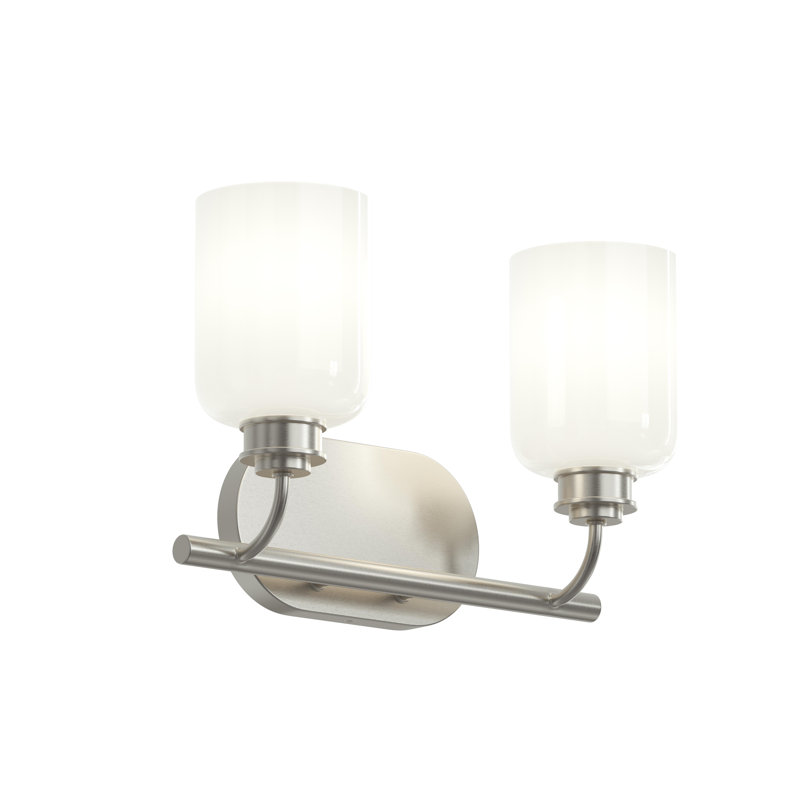 Reines Two-Light Bath Vanity with Opal Glass Shades, Brushed Nickel, 2