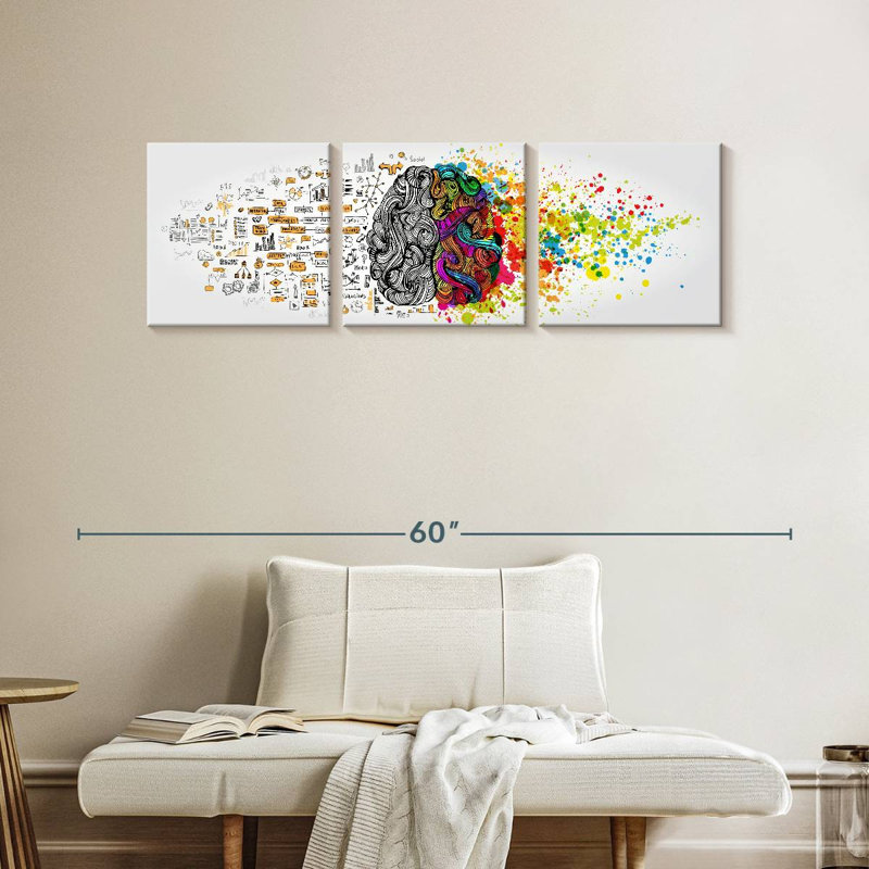 «Human Brain Abstract», reproduction sur toile tendue de 3 pièces, H 15 po x l 47 po x P 1,25 po