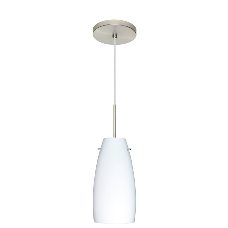 Luminaire suspendu 1 cloche pour une cloche Tao, Nickel satiné, Opale matte, Incandescent