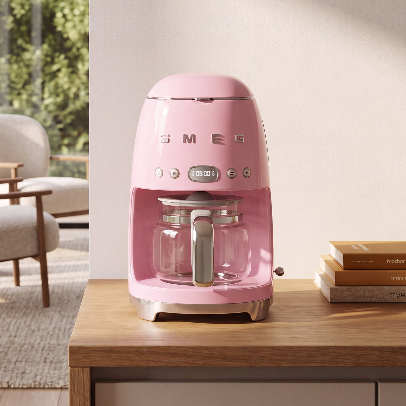 SMEG 50's Retro 10-Cup Drip Coffee Machine, Pink