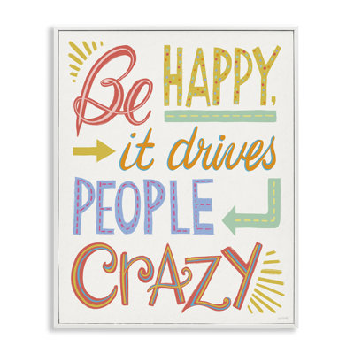 Bright Be Happy Phrase Giclee Art by Anne Tavoletti