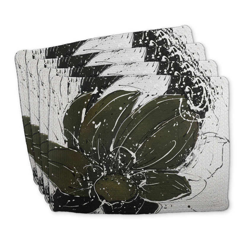 Abstract Flower Braided Polyester Placemats Set of 4 Decor