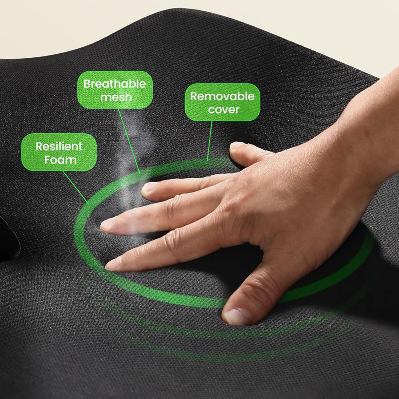 Seat Cushion For Office Chair, Car Seat, Wheelchair, Sciatica, Black