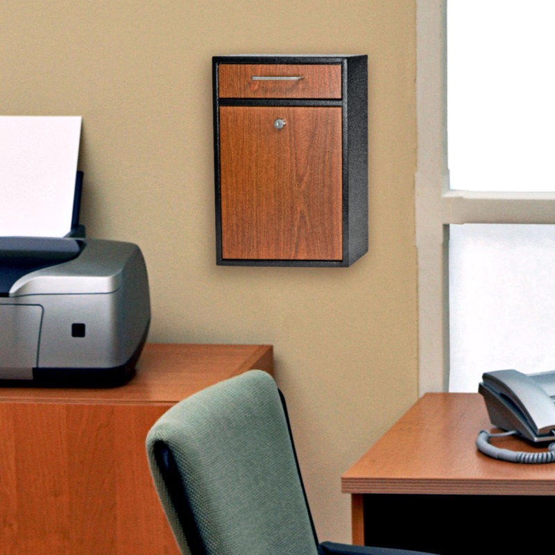 Steel Wall Mounted Mailbox with Magnetic Closure, Wood Grain