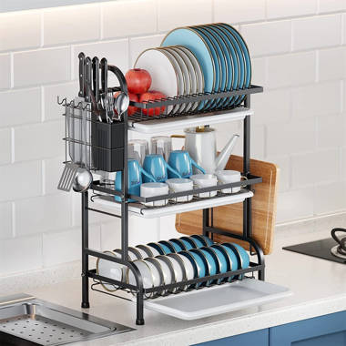 Dish Drying Rack,Fuleadture 2 Tier Kitchen Plate Rack with