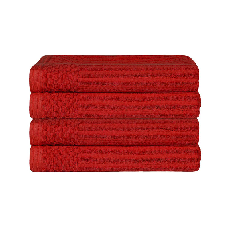 Ribbed Cotton Absorbent Heavyweight Bath Towel, Burgundy