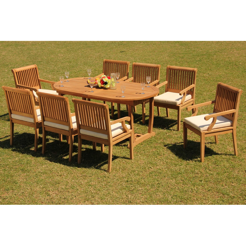 Ensemble repas 9 pièces teck luxueux Nadell
