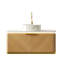 Meuble-lavabo flottant 36 po avec tiroir, lavabo en céramique blanche à motif de pierre et comptoir fritté, pré-assemblé, chêne, éclairage à DEL à détection automatique, contreplaqué haute performance multi-couches assemblé