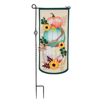 Drapeau de jardin à 2 côtés 25 x 15 à citrouille empilée