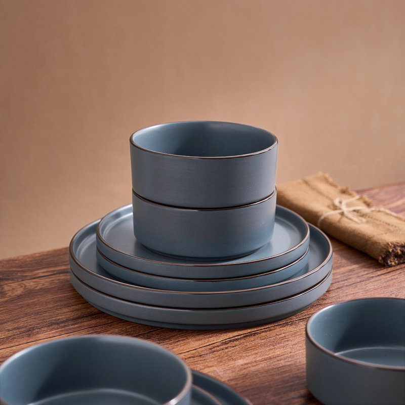 Bevery Piece Stoneware Dinnerware Set - Service for 6, Charcoal