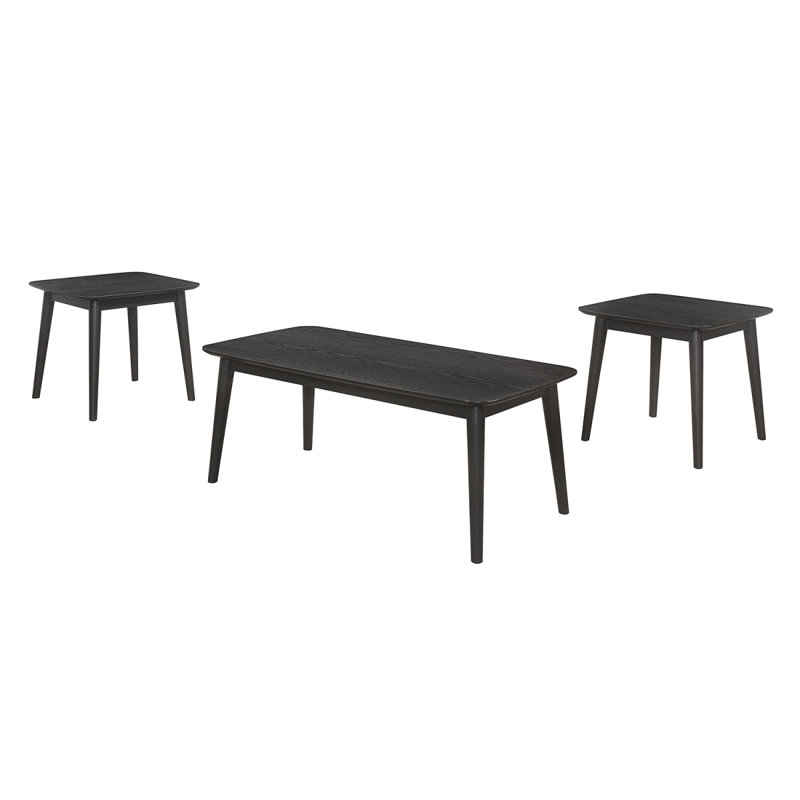 3 Piece Rectangular Coffee Table Set, Black
