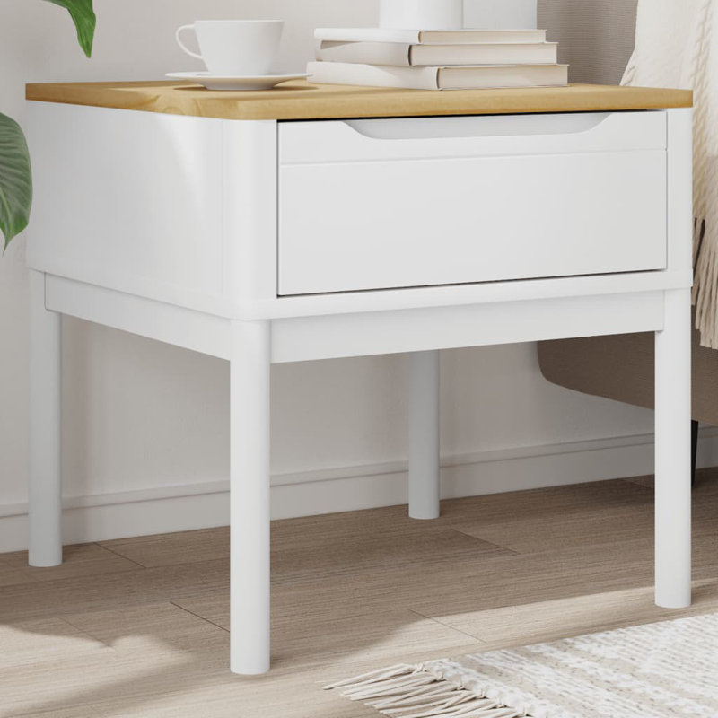 Pantha Solid Wood End Table, White