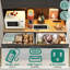 Cage Farmhouse Pantry, armoire de 71 po de hauteur avec prise de courant, éclairage à DEL, 2 tiroirs, 8 portes et rangement ouvert pour la cuisine et la salle à manger-627477102-631202090