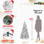Arbre de Noël de 6 pi avec finition floquée enneigée, 350 blanc chaud, 752 pointes et branches à aiguille dure, conception à charnières pour une installation rapide, lumières DEL solides de 72 po sur pied et installation rapide, base