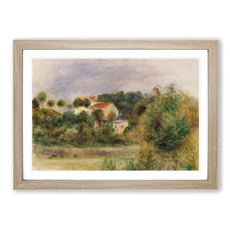 Houses in a Park by Pierre-Auguste Renoir - Picture Frame Painting, 48cm H x 65cm W x 2cm D, Oak