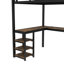 Lit mezzanine en métal avec bureau, garde-corps et tablettes intégrées