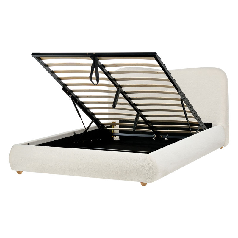 Upholstered Ottoman Storage Bed, European Double (140 x 200 cm), White
