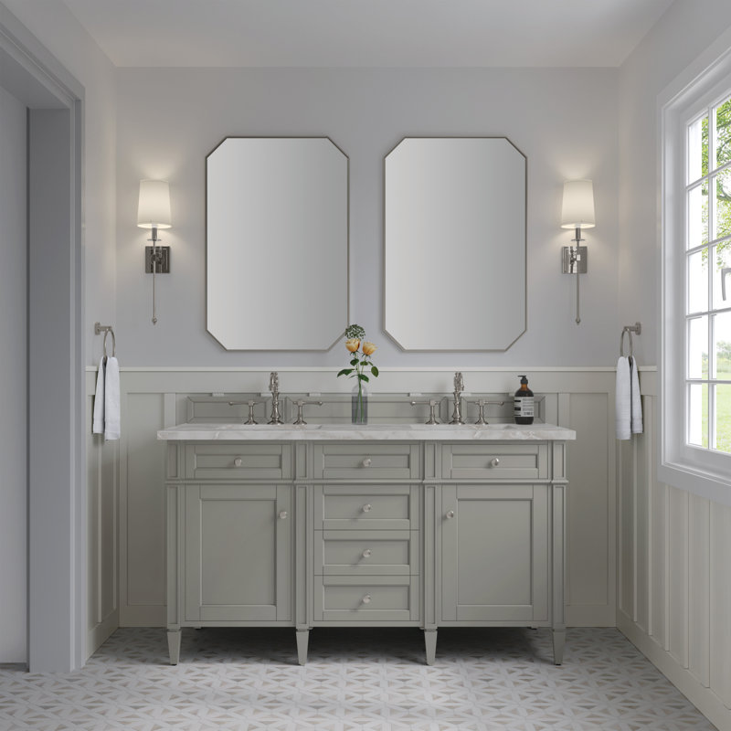 Brittany 60'' W Double Vanity, Victorian Silver, Urban Gray, 8" Widespread