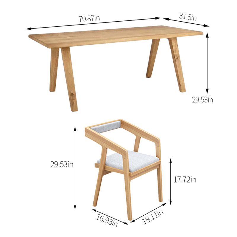 Rectangular Dining Set, H 29,53 po x L 70,87 po x l 31,5 po