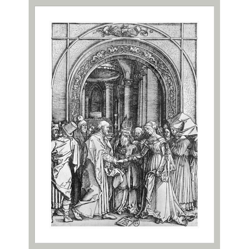 «Le mariage de la Vierge» de la série «La vie de la Vierge» par Albrecht Dürer - estampe numérique encadrée