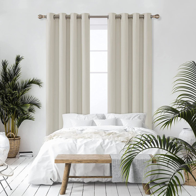 Blackout Curtain Pair, Light Beige, 140 W x 175 D cm