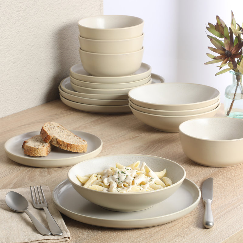 Service de table 16 pièces Gibson Elite Tribeca Loft - Rustique moderne - Service pour 4 , Blanc