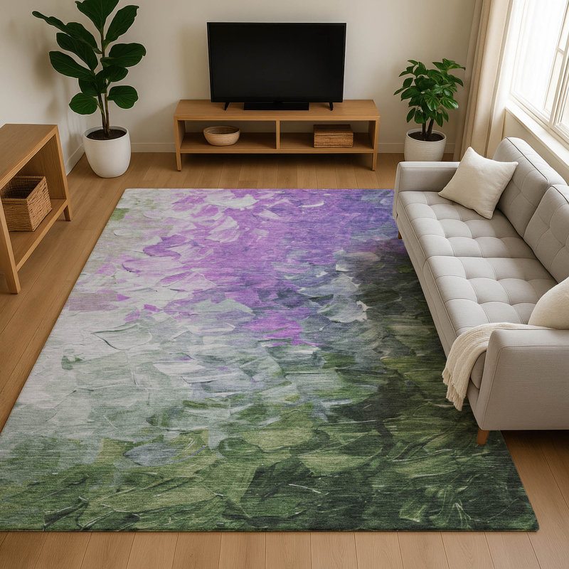 Tapis abstrait lavable à la machine Premium Slesnick AMF1674, Rectangle 10 pi x 14 pi