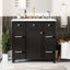 Ensemble de meuble-lavabo de salle de bain 36 "avec comptoir de lavabo, noir, lavabo simple, armoire avec porte à fermeture douce et 3 tiroirs
