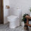 HOROW Nia Compact One-Piece Round Toilet with Dual-Flush System, Space-Saving Floor-Mounted Design, 1.28 GPF