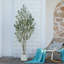 Adcock Artificial Olive Tree in Round Planter, UV Protected Faux Olive Tree for Indoor Home Decor-1353060250