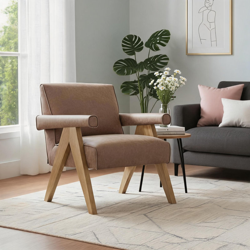 Pour petits sièges d'appoint de salon | Fauteuil moderne luxueux en similicuir brun chaud, Brun