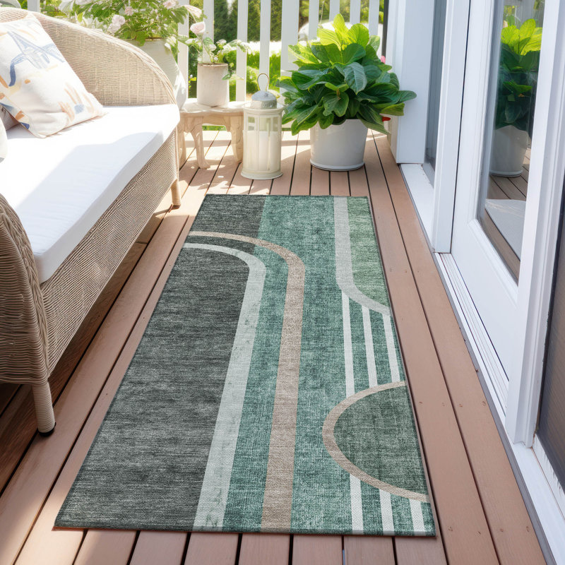 Tapis émeraude intérieur / extérieur 9 pi x 12 pi Schaal ACN532 lavable à la machine, Tapis de couloir 2 pi 3 po x 7 pi 6 po