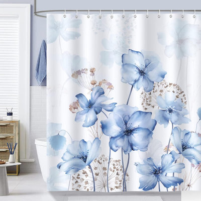Watercolour Floral Polyester Shower Curtain