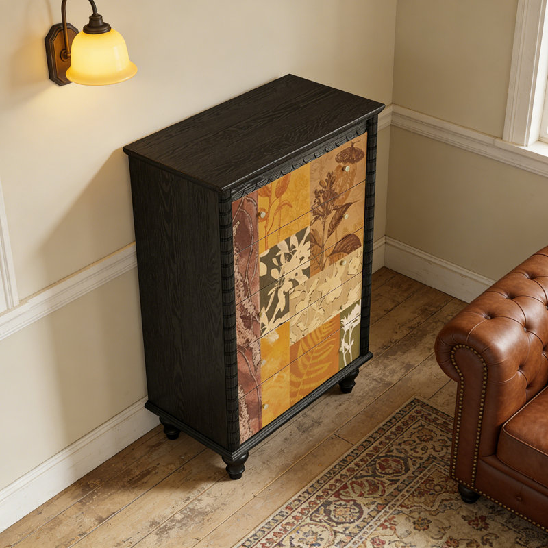 Commode d'entrée Mid-Century en bois massif, Noir
