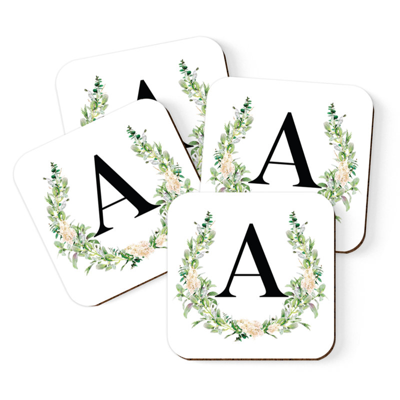 Verre à café sous-verre de jardin monogramme initiale B, A