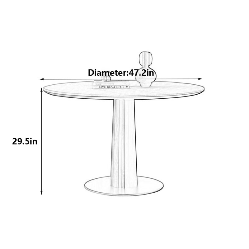 Table de salle à manger Mid-Century, H 29,5 po x L 47,2 po x l 47,2 po