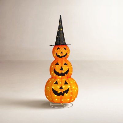 5FT Pre-Lit Collapsible  Halloween Jack-O-Lantern Pumpkin Decorations