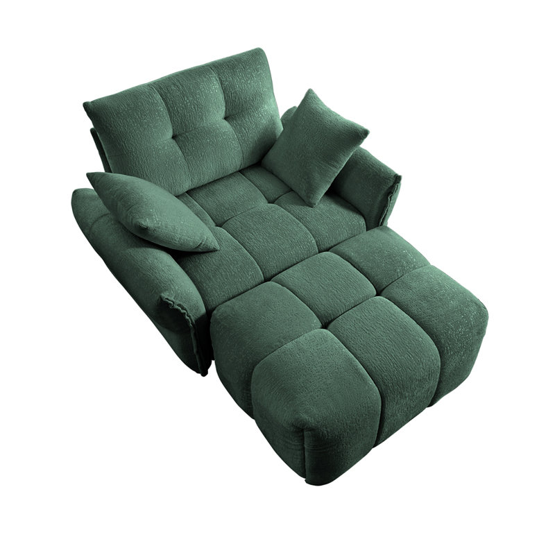 Canapé ergonomique à une place avec repose-pieds, Vert