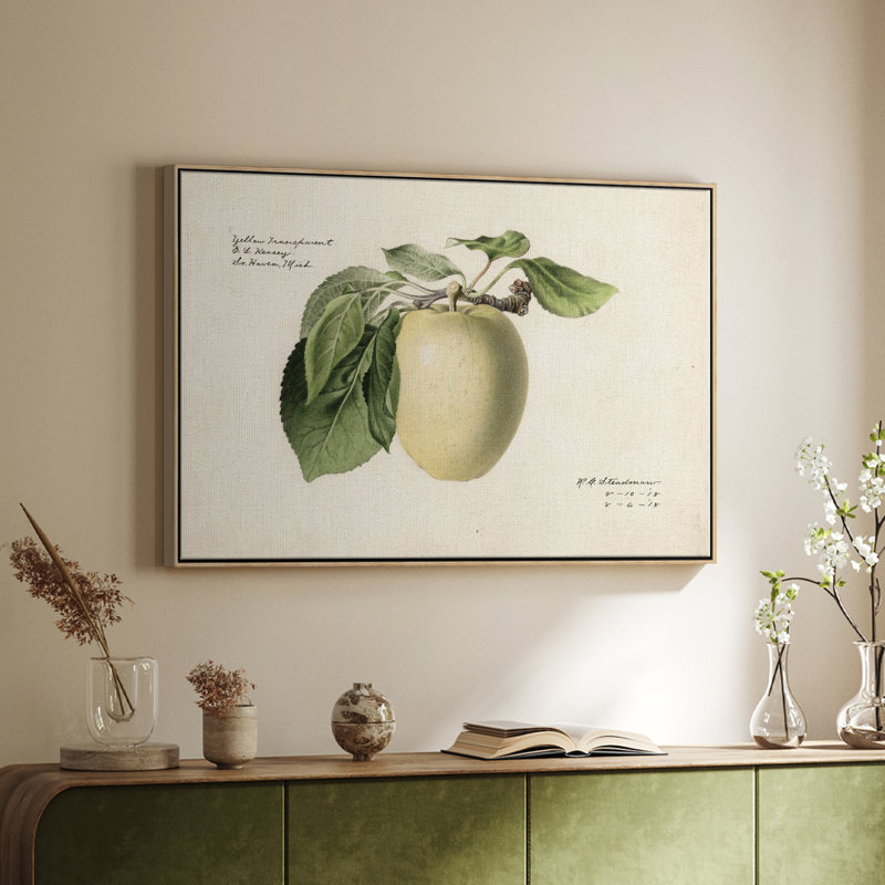 " Vintage Botanical - XLV " Oil Print, Brown Floater Framed Canvas, 25" H x 17" W x 2" D